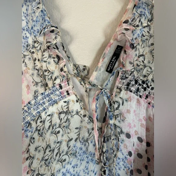 Nasty Gal Collection Chiffon Printed Ruffle Sleeve Maxi Dress size 14 $264 - Picture 8 of 16